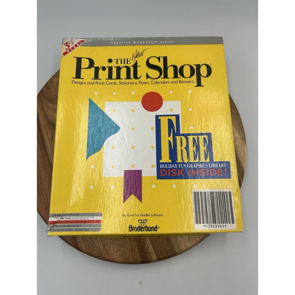 1989 The New Print Shop IBM Tandy 3.5 & 5.25 Floppy Disk Software Broderbund